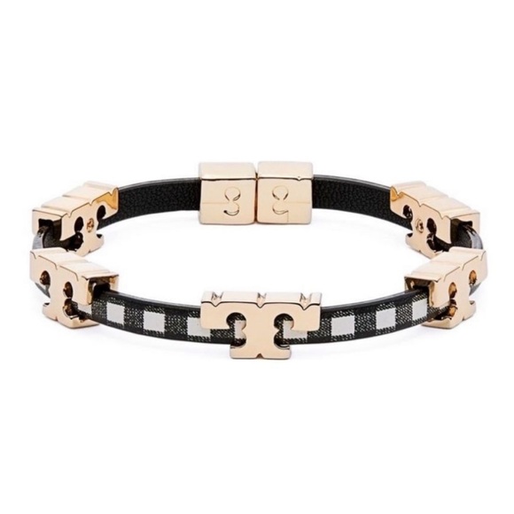 Tory Burch single Ts Wrap Plaid Leather bracelet - Picture 1 of 8